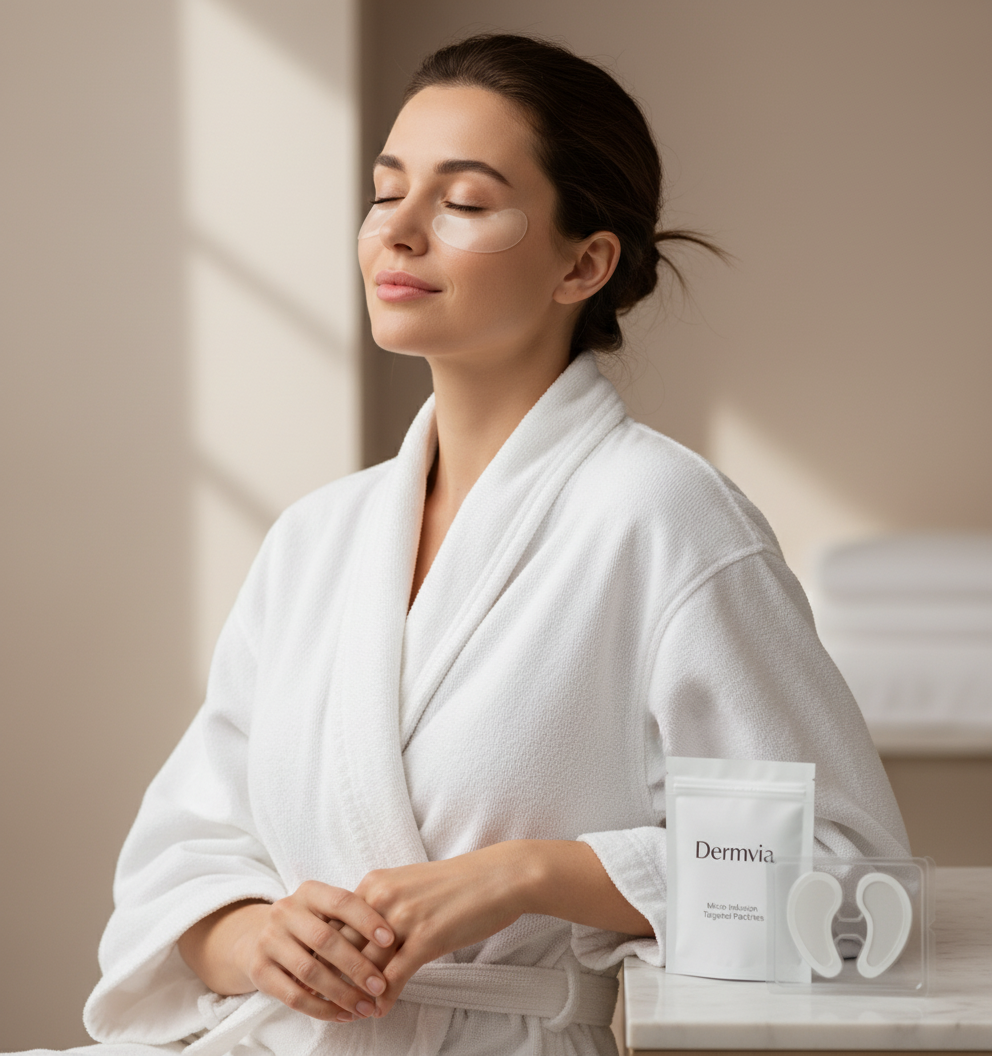 Dermvia Model Wearing Patches